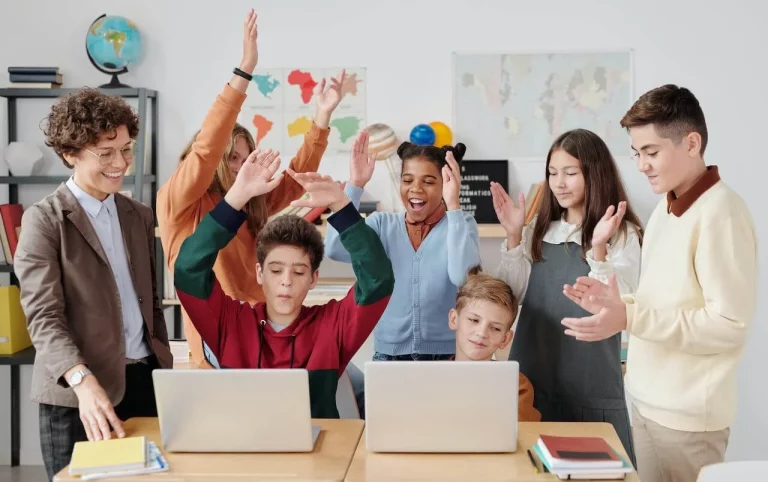students learning at school