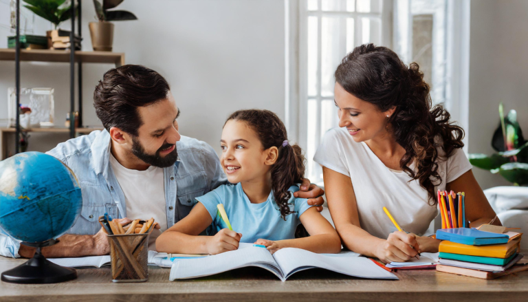 parents helping their children to study