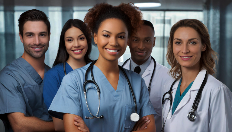 healthcare workers smiling