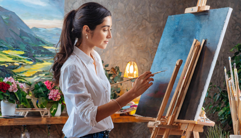 a motivated artist painting