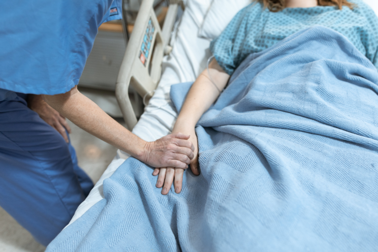 a nurse taking care of sick patient and providing Quotes About Getting Better from Sickness